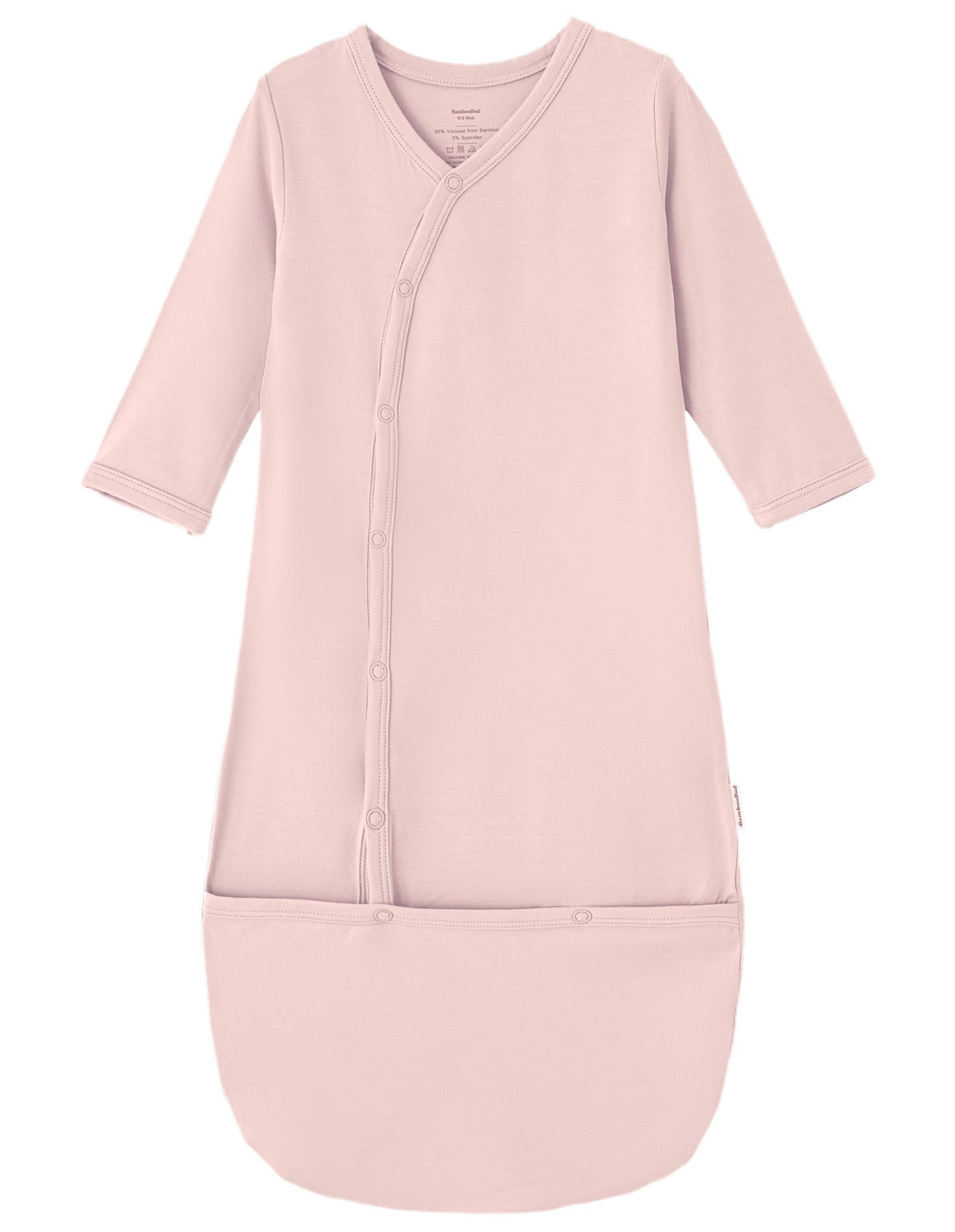 BambooBud baby kimono nightgown pale pink with gentle, skin-friendly fabric.