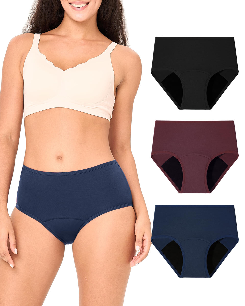 BAMBOO COOL heavy-flow underwear back view showing full coverage