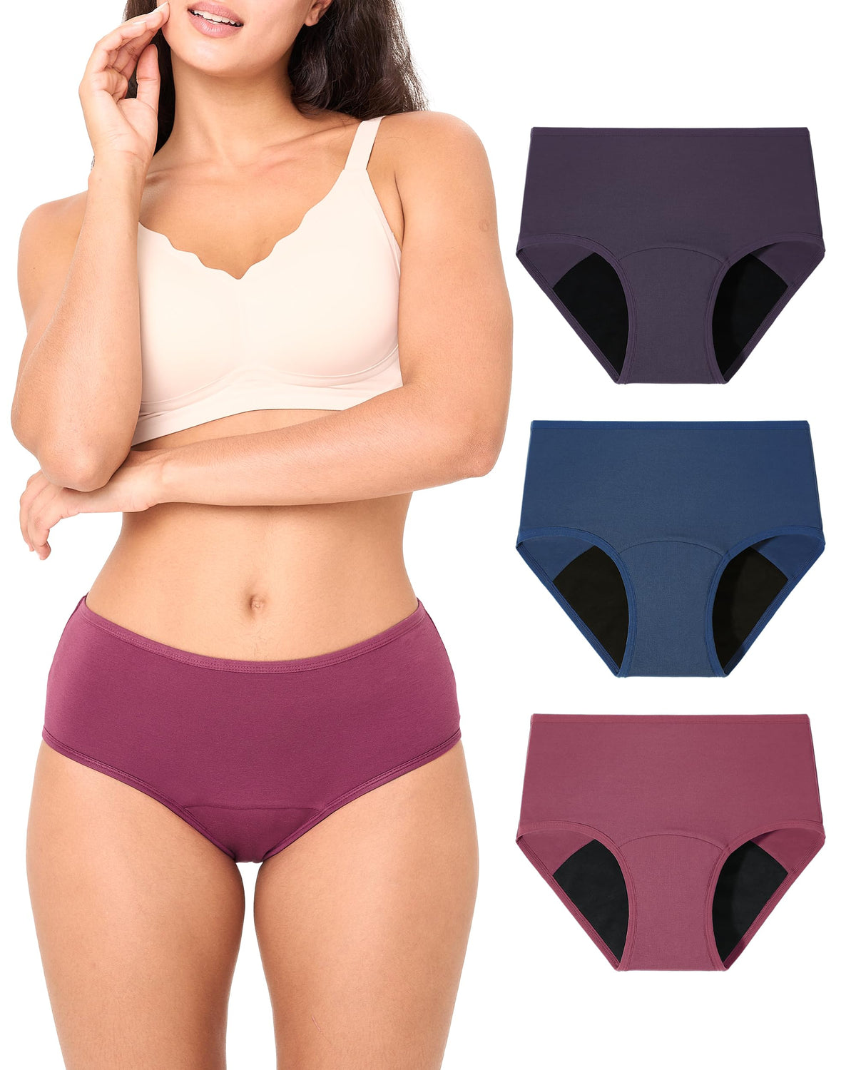 BAMBOO COOL women's period underwear front view, light flow, breathable fabric for all-day comfort.