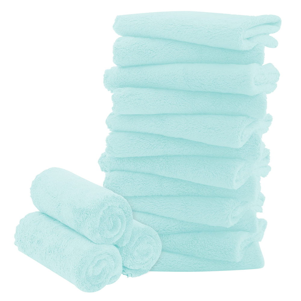 BAMBOO QUEEN frozen blue washcloths, ultra-soft coral fleece for newborn baths