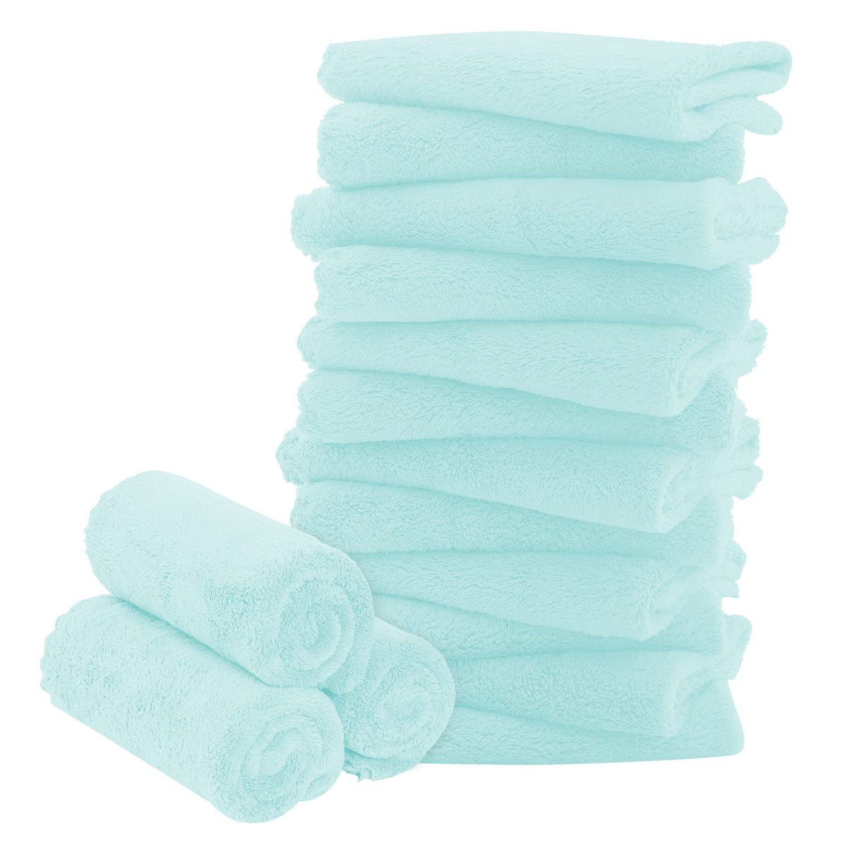 BAMBOO QUEEN frozen blue washcloths, ultra-soft coral fleece for newborn baths