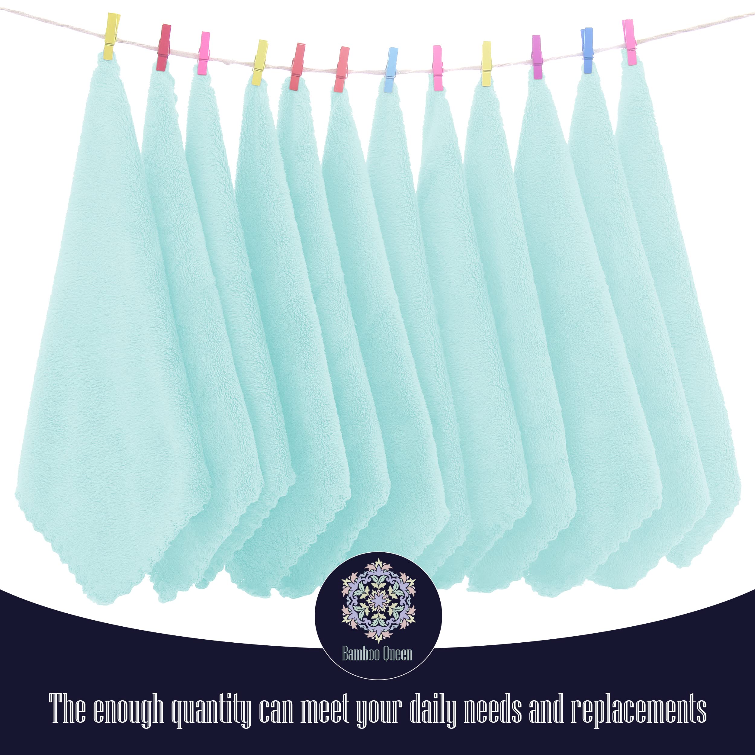 BAMBOO QUEEN coral fleece washcloths, plush and gentle on skin