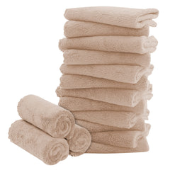 BAMBOO QUEEN 16pack baby washcloths 10in close-up on soft coral fleece for gentle cleansing.