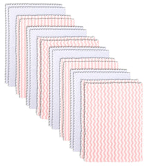 Bamboo Queen 16-pack burp cloths in flatlay showing ultra-soft coral fleece for gentle care.