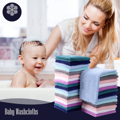 Bamboo Queen versatile baby washcloths used as burp cloths and face towels.