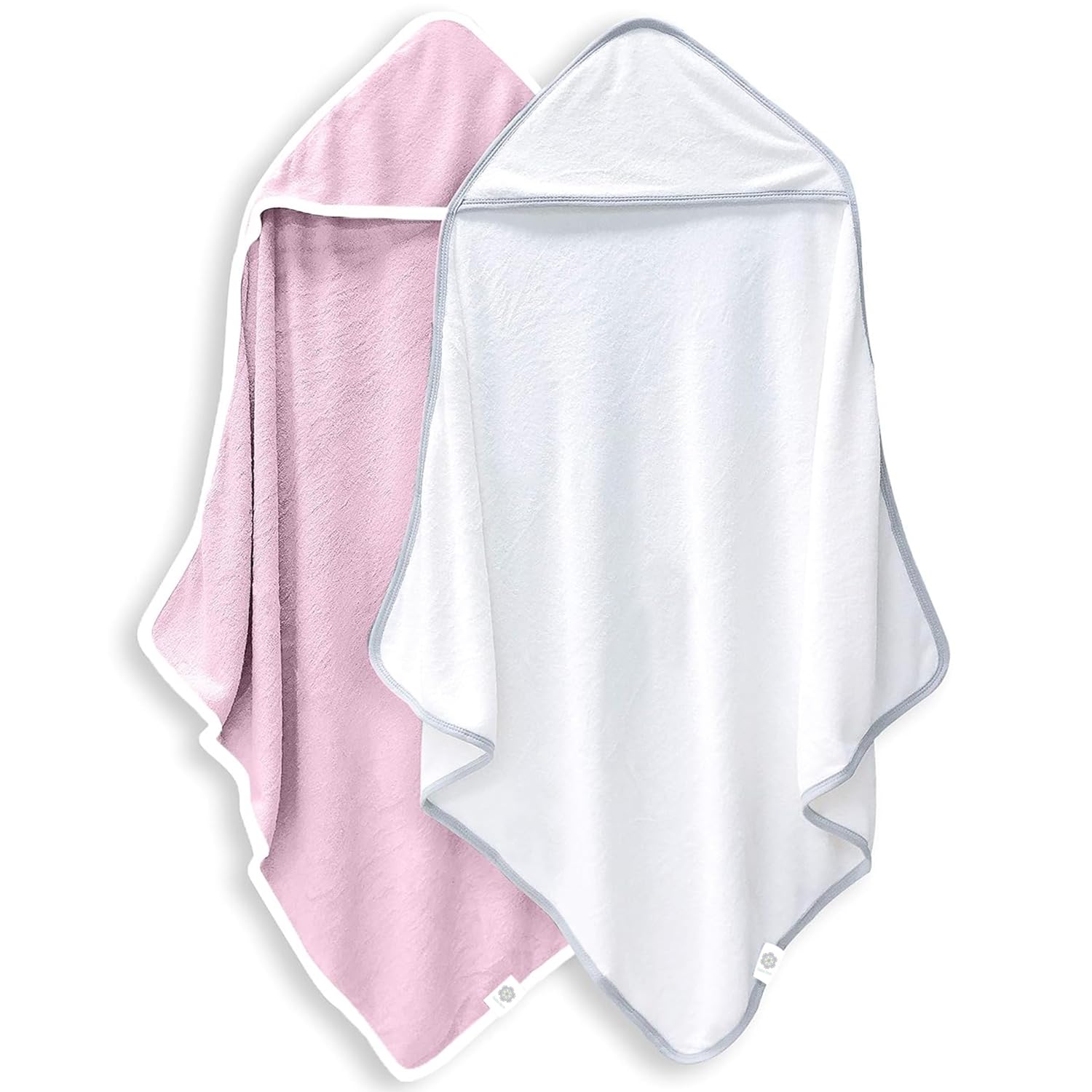 Bamboo Queen baby hooded towel in white and pink offers gentle warmth after bath