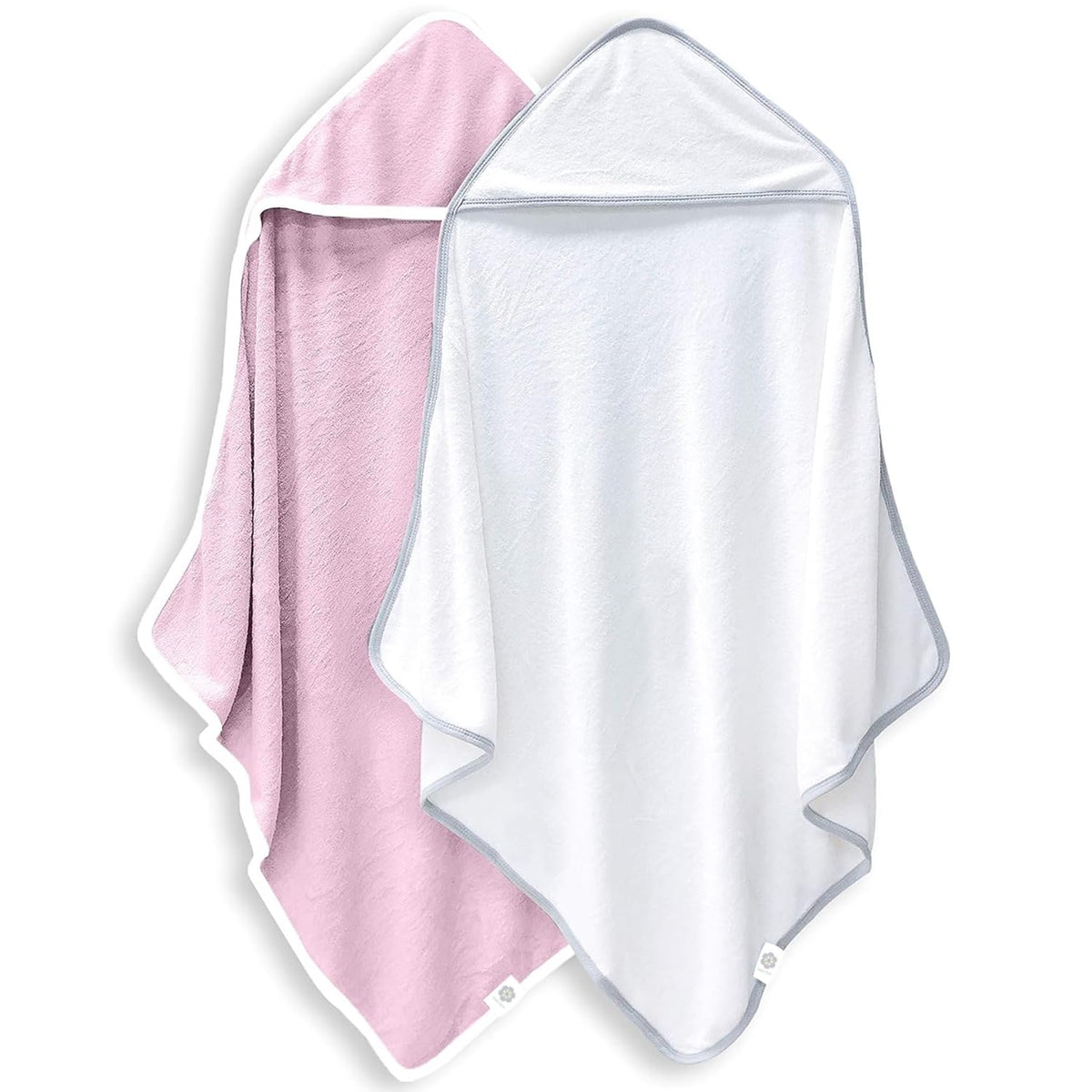Bamboo Queen baby hooded towel in white and pink offers gentle warmth after bath