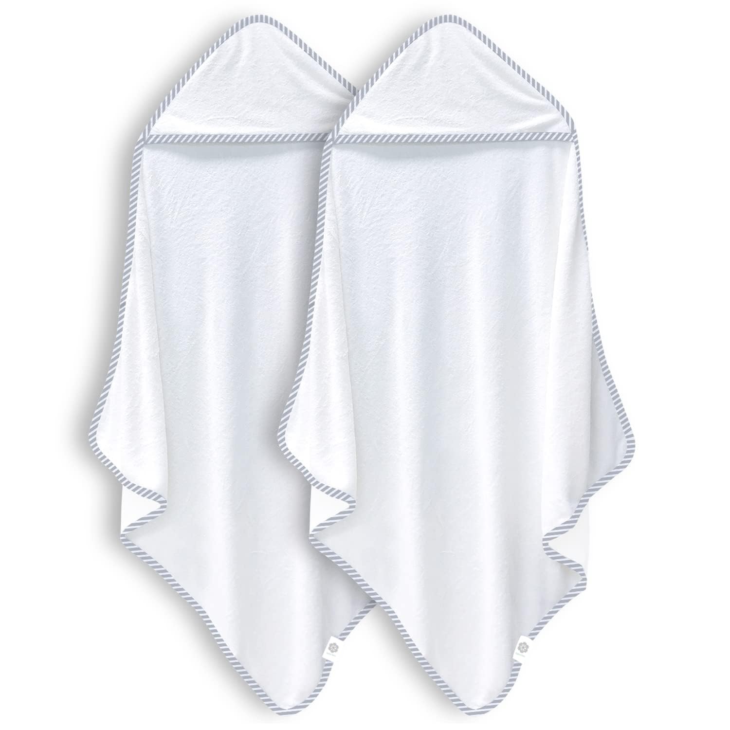 BAMBOO QUEEN baby hooded towel white stripe, ultra soft for delicate skin.