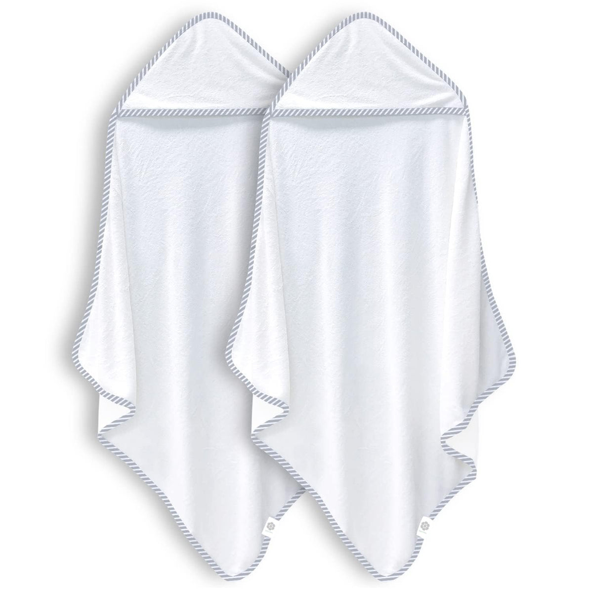 BAMBOO QUEEN baby hooded towel white stripe, ultra soft for delicate skin.