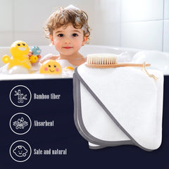 Bamboo Queen baby towel hooded on baby during bath demonstrates gentle drying.