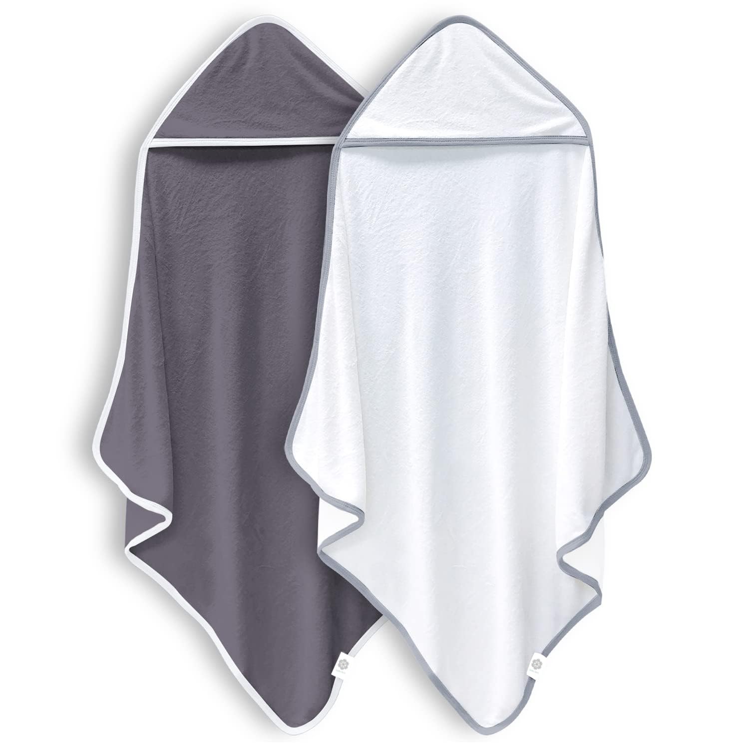 Bamboo Queen baby towel white hooded front view shows ultra-soft bamboo fabric.