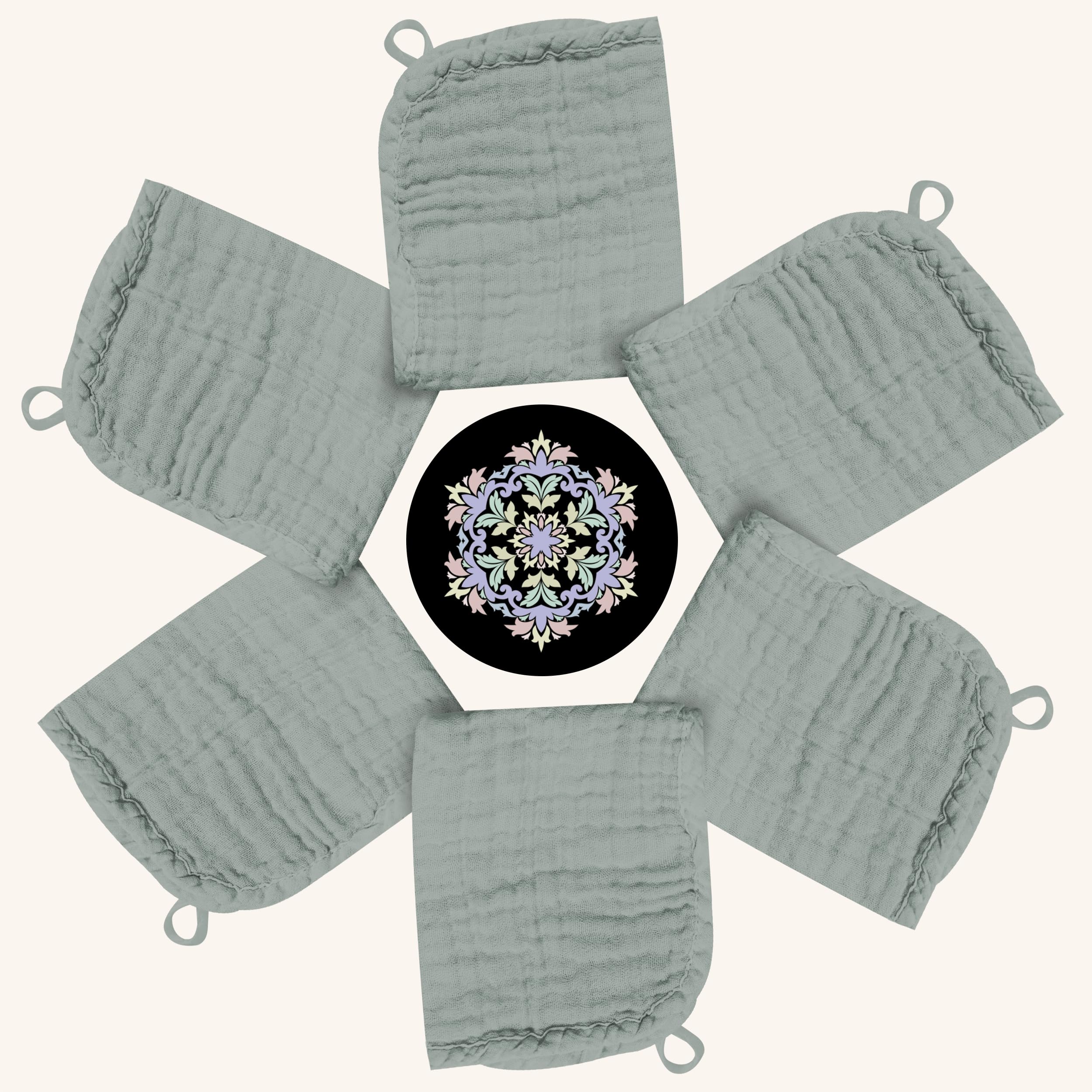 BAMBOO QUEEN 12x12 inch green washcloths pack, ready for bath time