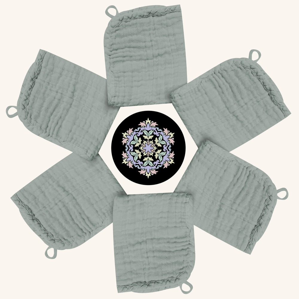 BAMBOO QUEEN 12x12 inch green washcloths pack, ready for bath time