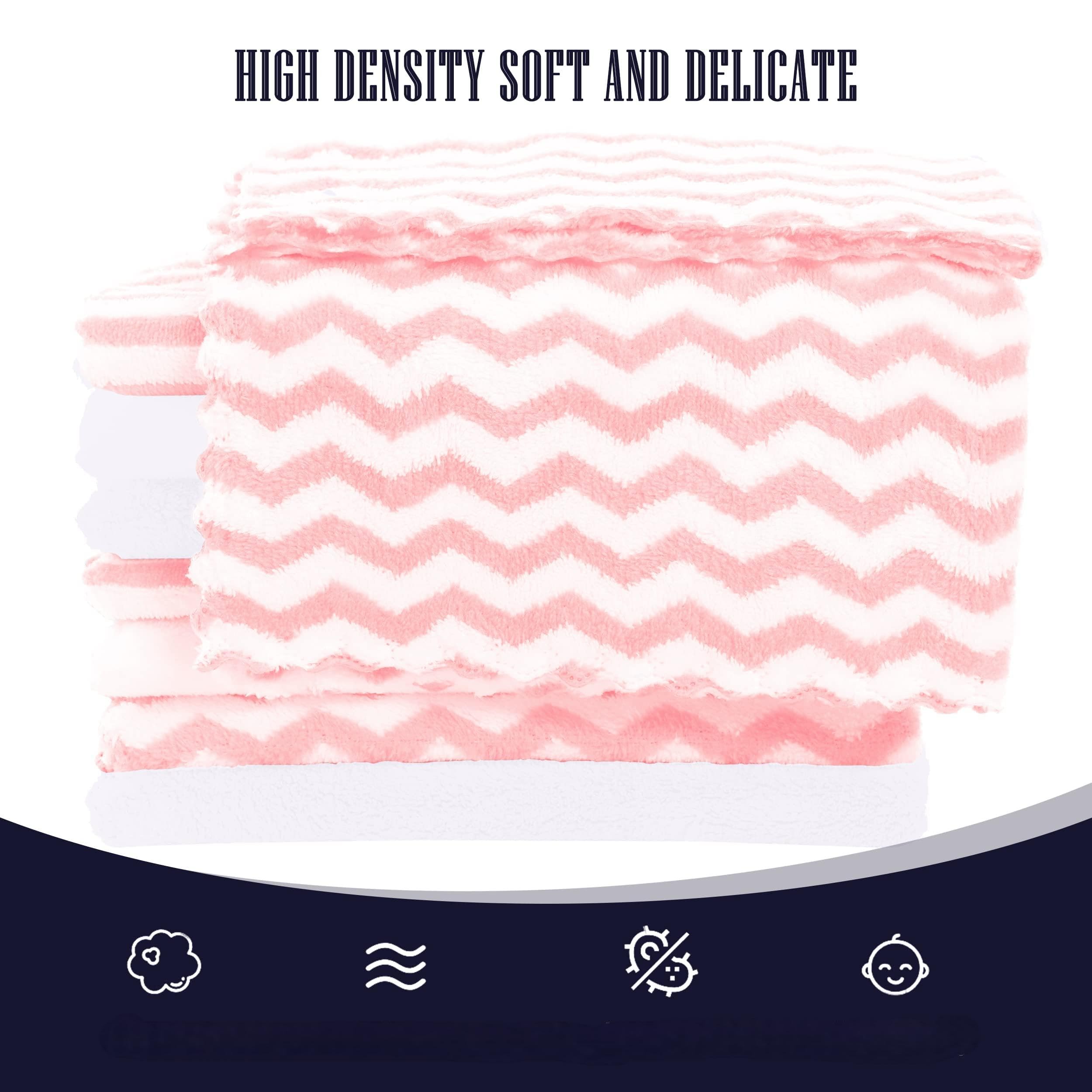 Bamboo Queen baby washcloths in pink and white designed for delicate newborn skin.