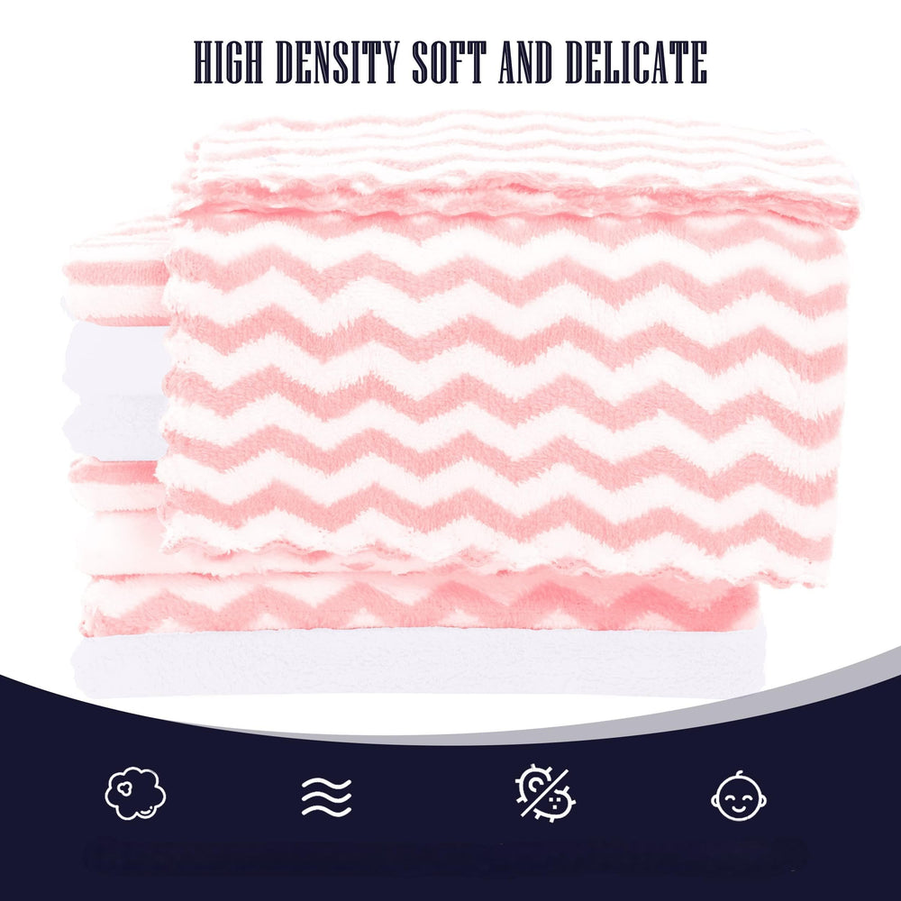 Bamboo Queen baby washcloths in pink and white designed for delicate newborn skin.