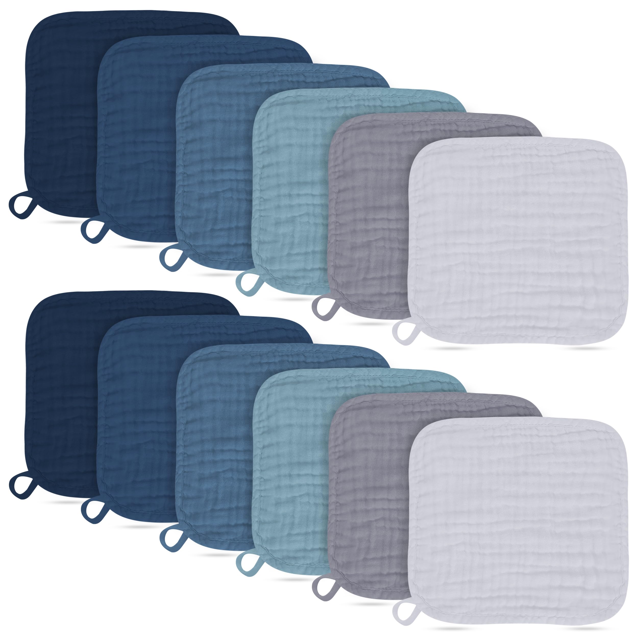 BAMBOO QUEEN soft-muslin-12x12 washcloths for gentle bath time.