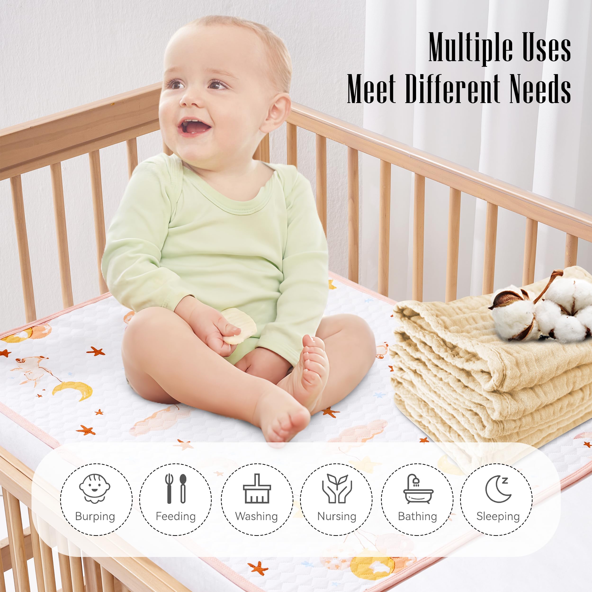 Soft muslin fabric gentle on baby's skin close-up.