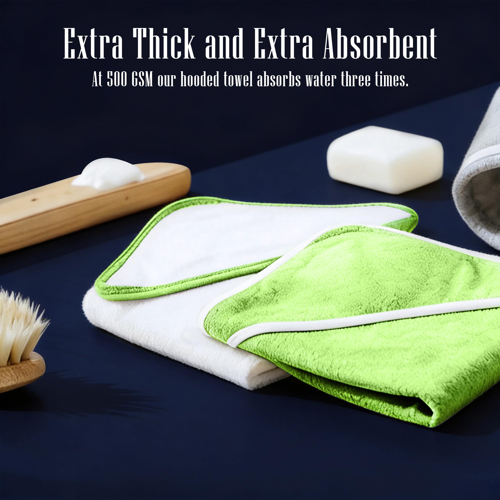 Bamboo Queen hooded towel wrapped around baby for warmth and comfort.