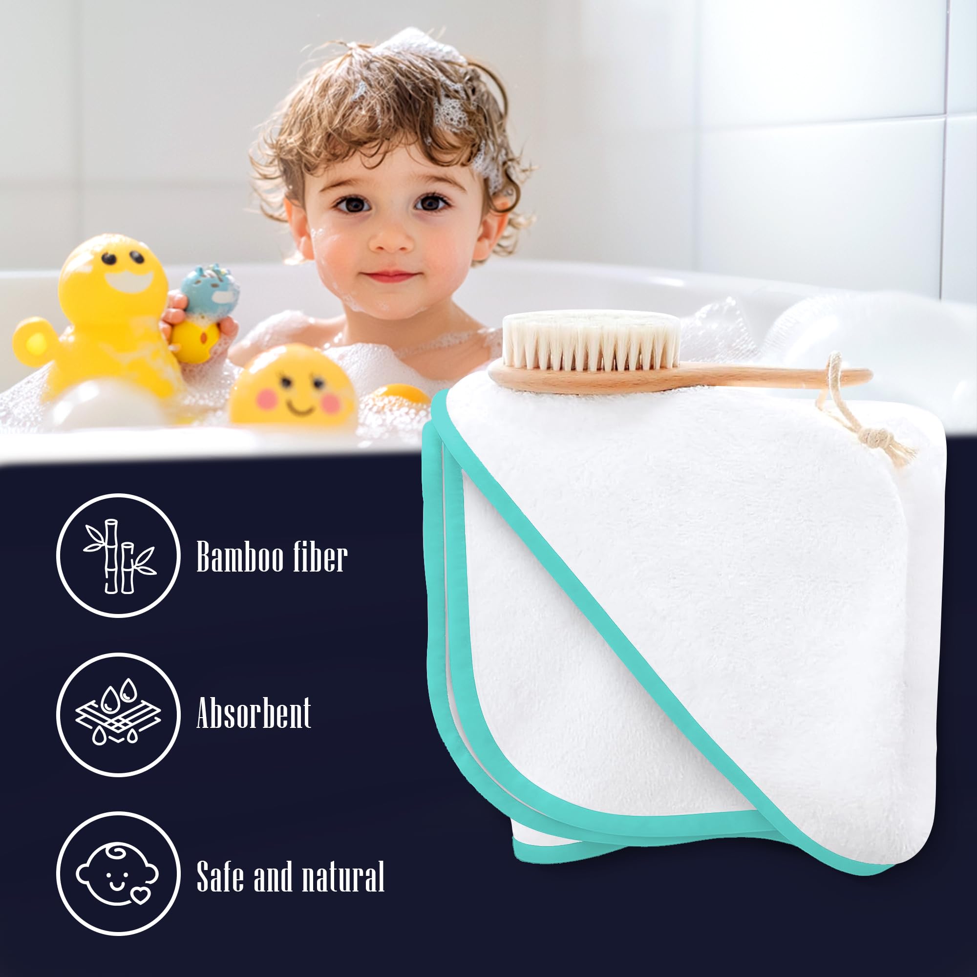 BAMBOO QUEEN 37.5x37.5 hooded towel for kids, big and cozy