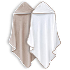 BAMBOO QUEEN hooded towel in white and brown offers ultra-soft bamboo rayon after bath