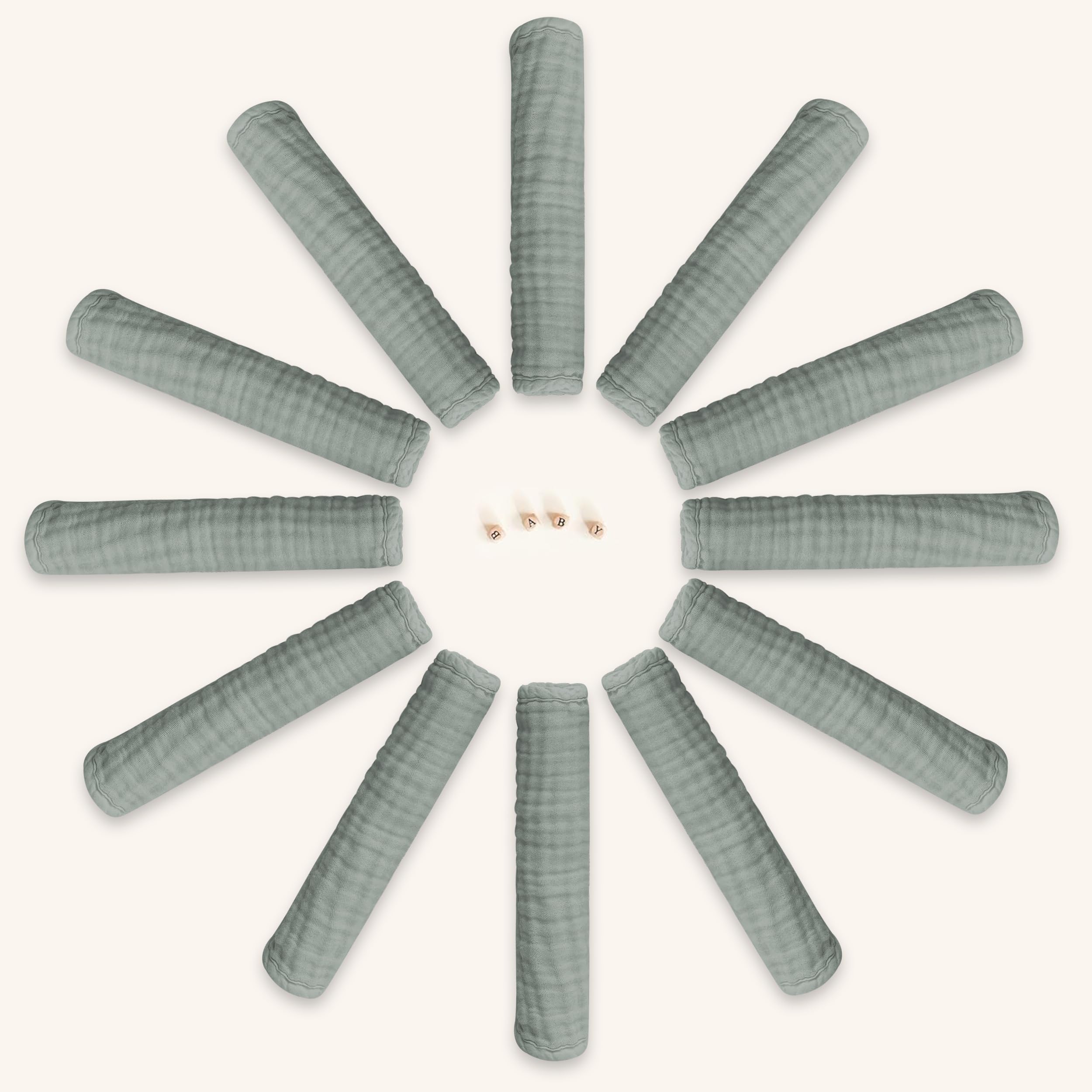 Close-up of four-layer muslin fabric highlighting absorbent design for mess containment