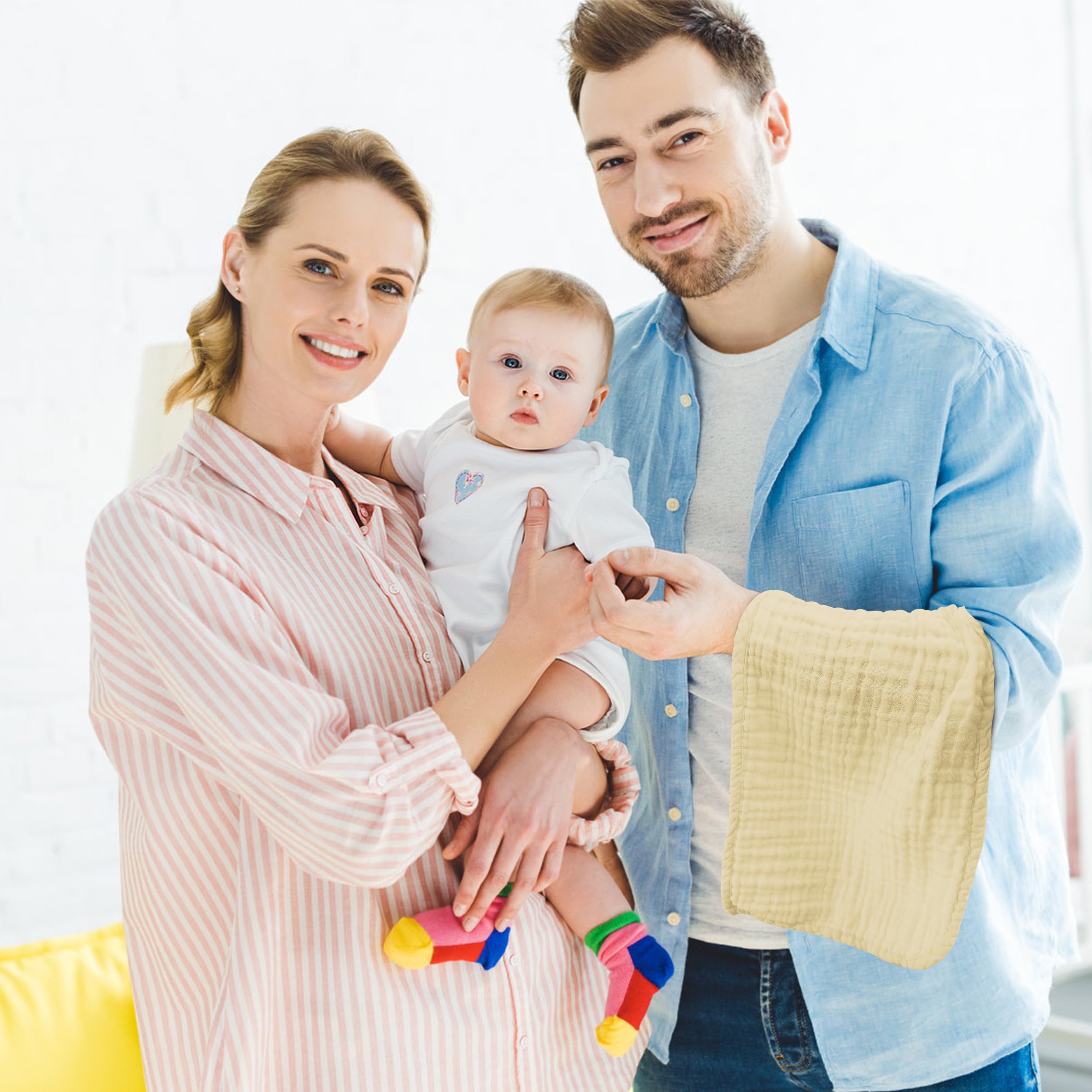 BAMBOO QUEEN four-layer muslin burp cloths maximize absorption and mess containment