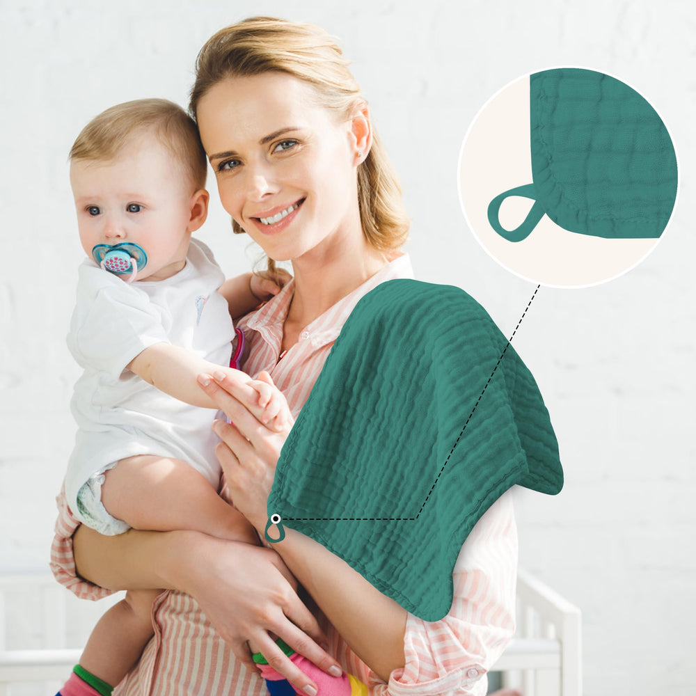 BAMBOO QUEEN muslin burp cloths double as changing mat covers on the go