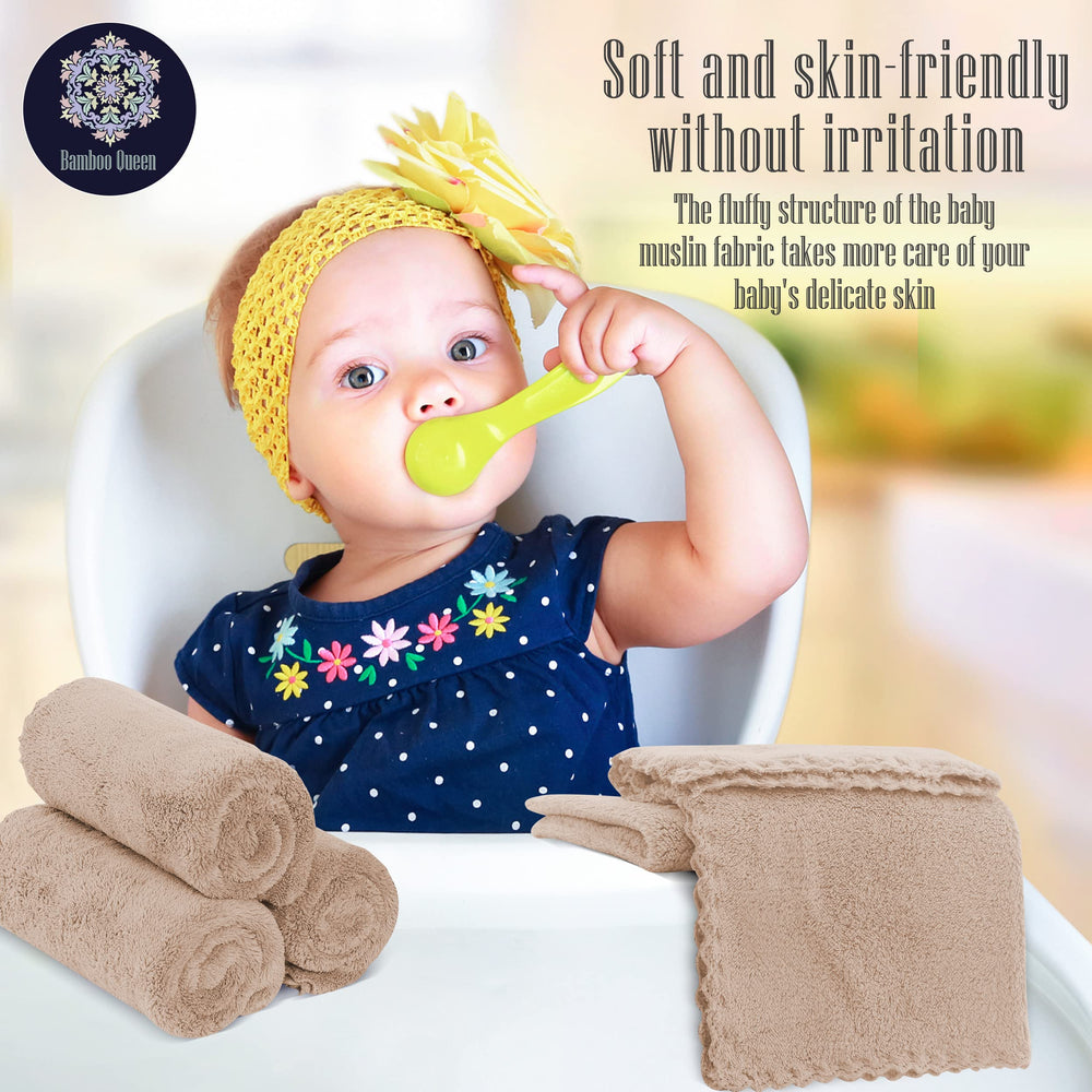 BAMBOO QUEEN soft washcloth for sensitive baby skin and newborn care.