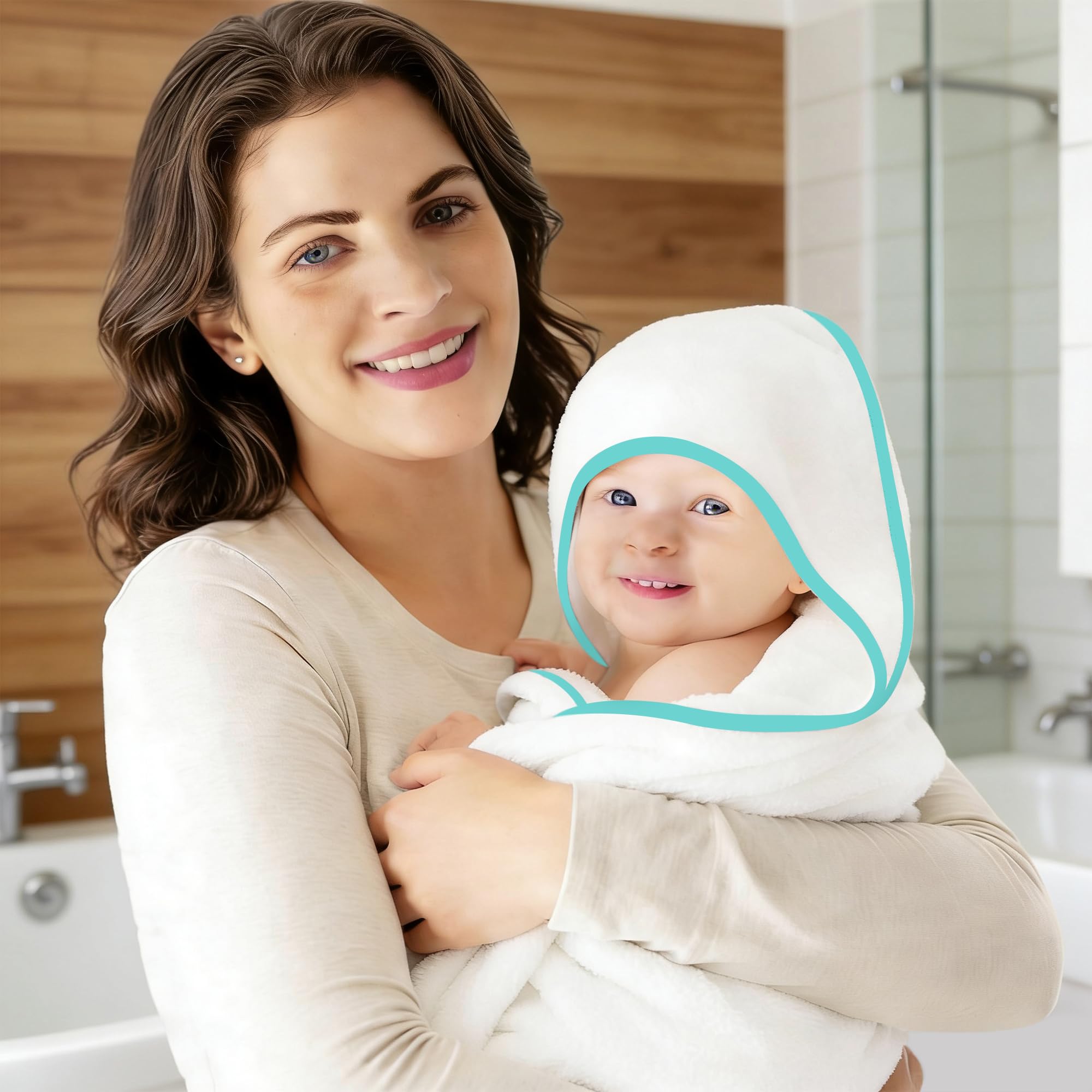 BAMBOO QUEEN two-pack baby towel set, ready for bath time routine