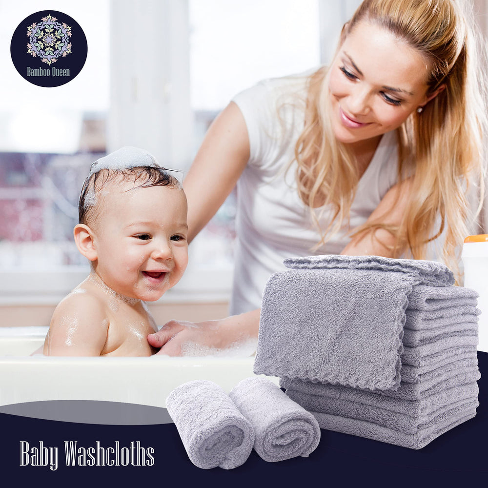 Bamboo Queen versatile washcloths support bath time, wipes, and burp cloth use.