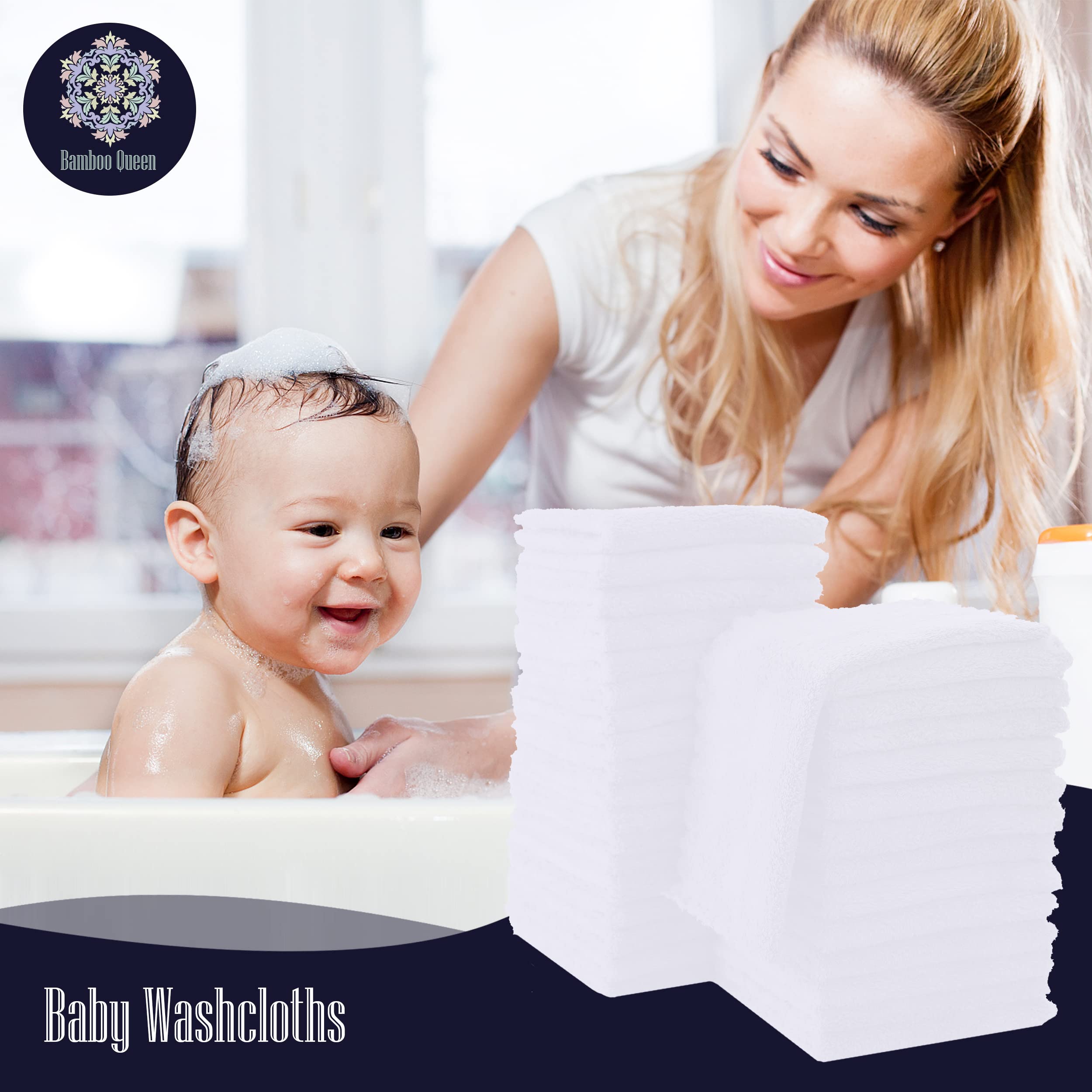 Versatile baby cloths suitable as wipes, burp cloths, and face cloths.