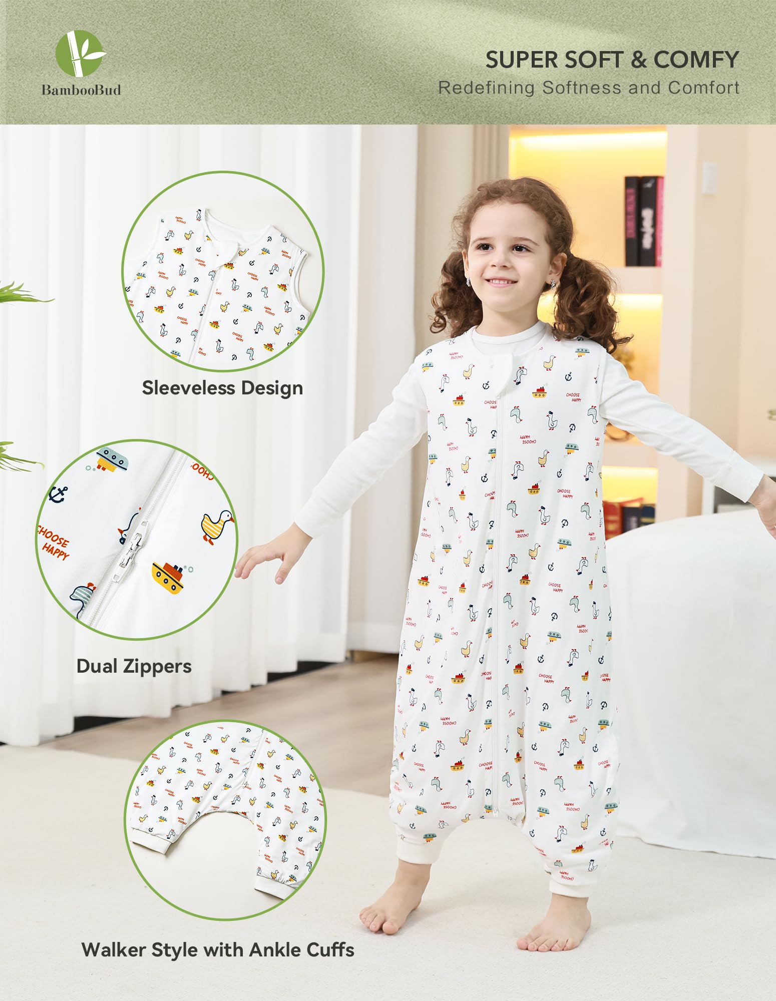 BambooBud wearable blanket in duck color provides warm, breathable comfort.