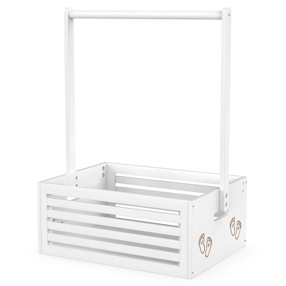 BAMBOOHOMIE large white crate with hollow-patterned sides adds playful charm
