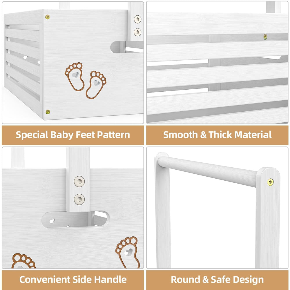 BAMBOOHOMIE baby shower crate closet hanging rack close-up highlights easy organization