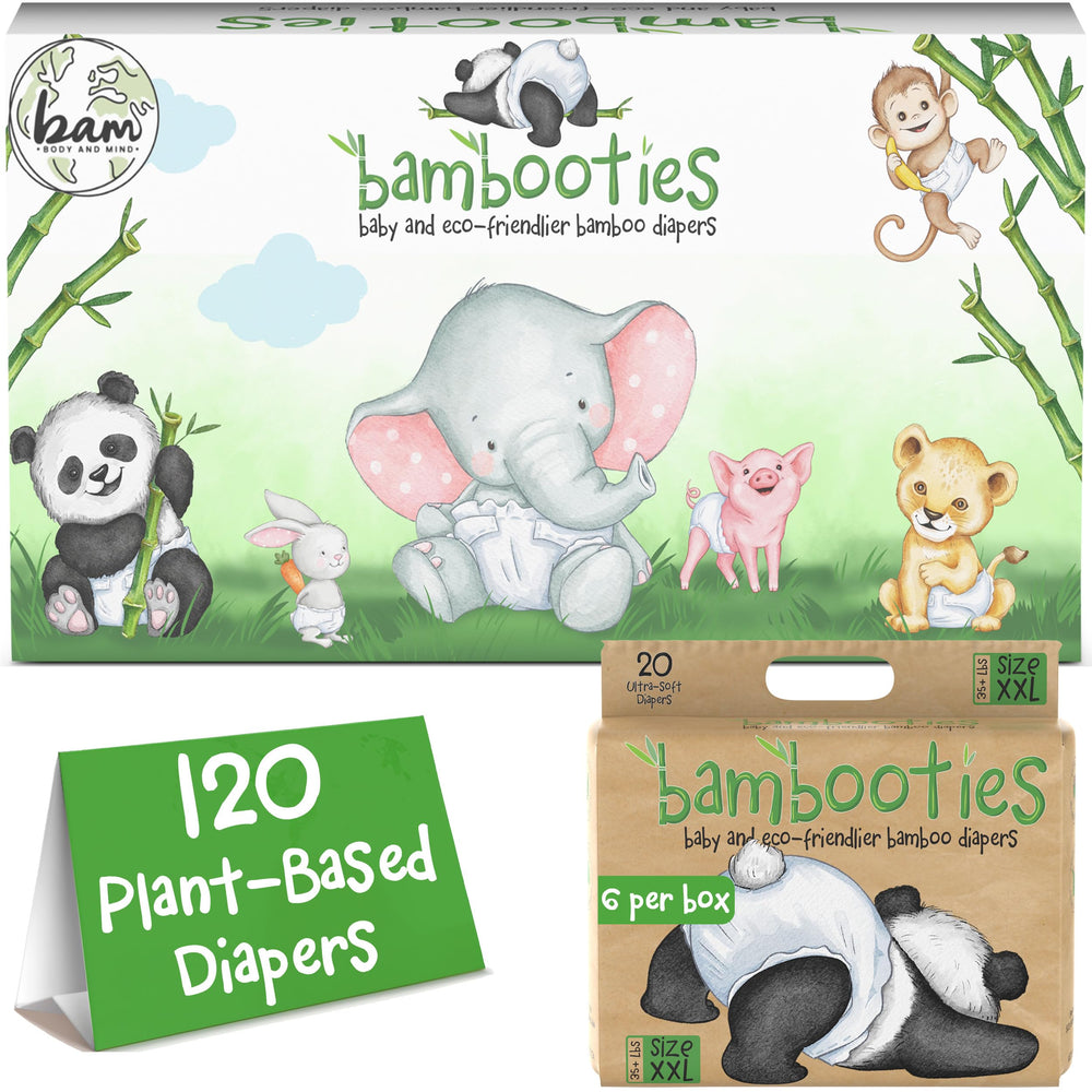 Bambooties bamboo baby diapers XXL pack of 120 for easy, on-the-go changes.
