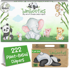 Bambooties NB newborn diapers pack shows soft, skin-friendly coverage for sensitive newborns.