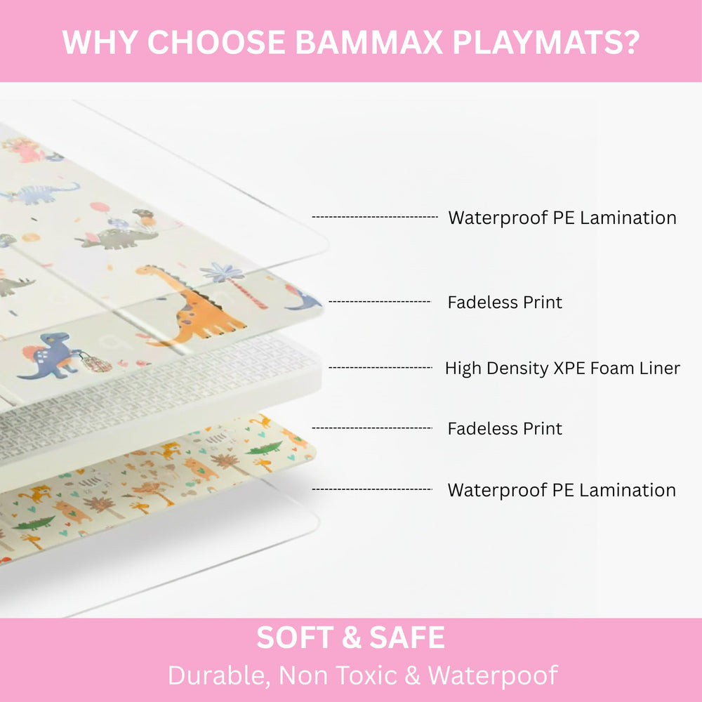 BAMMAX foldable travel-friendly mat makes on-the-go play easy.