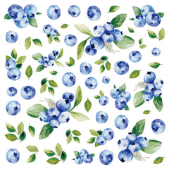 Bamsod Blueberry wall decal adds boho fruit decor to the living room.