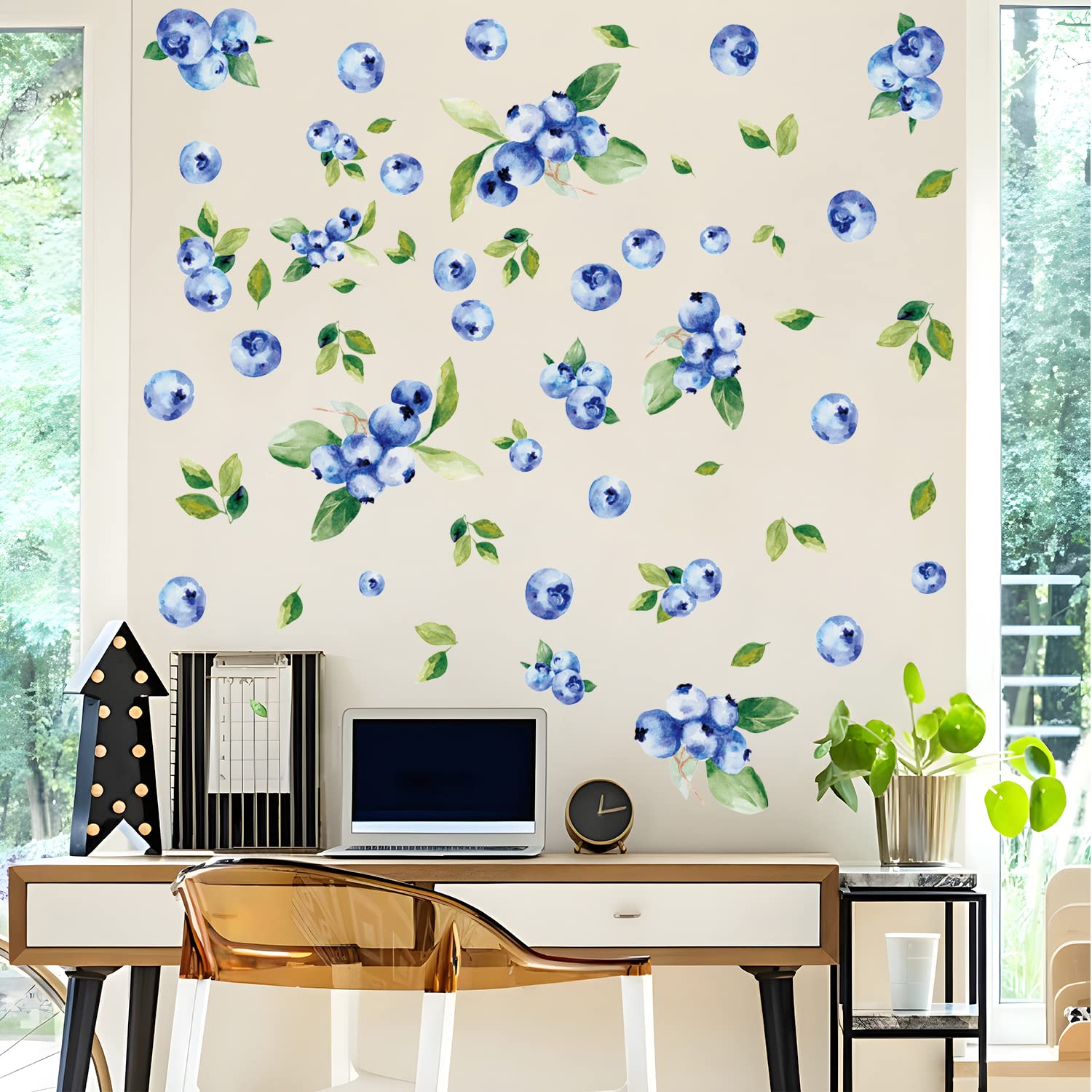 Bamsod Blueberry wall decal on nursery wall, removable berry motif.