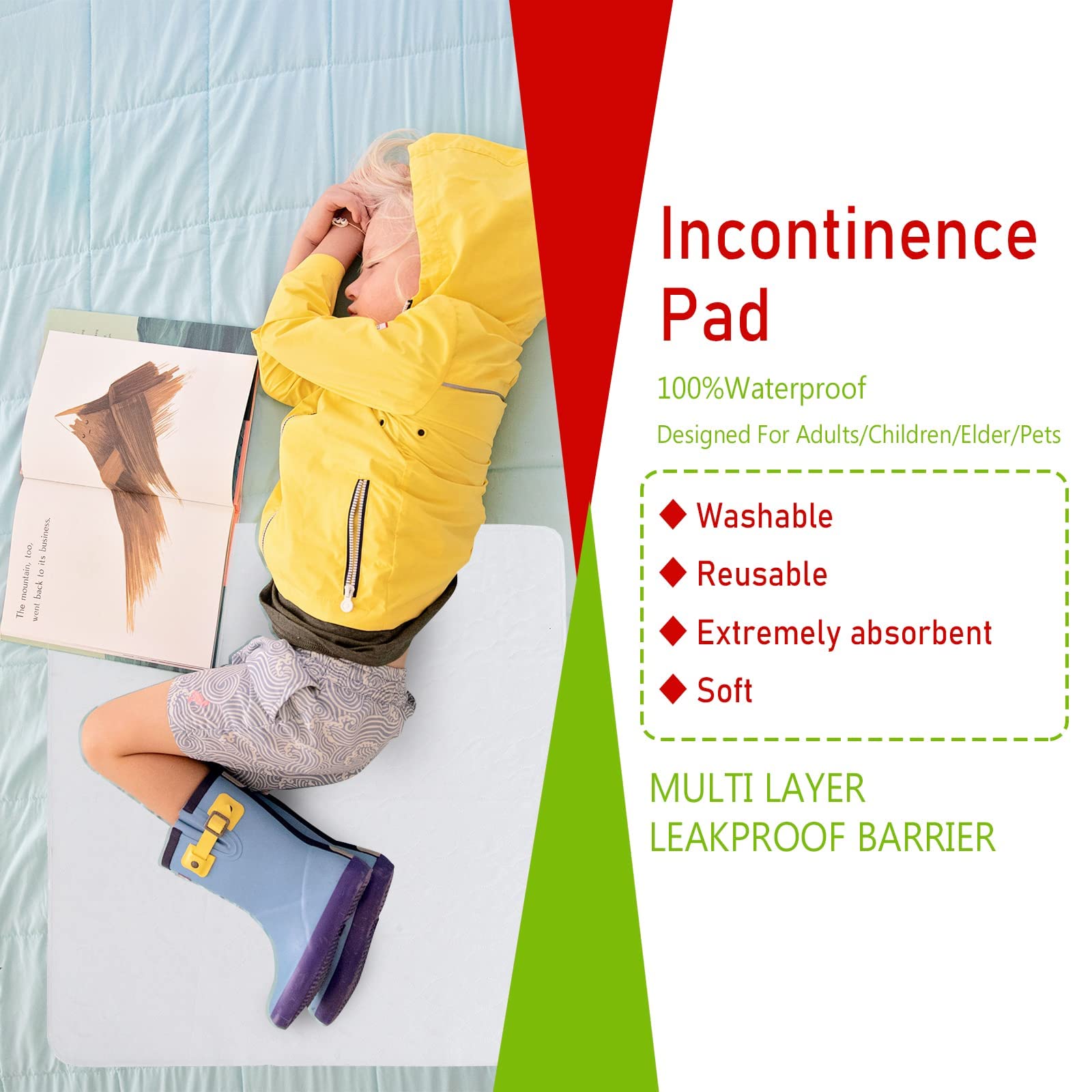 Bamuho bed pad large 34x52 on bed for full coverage