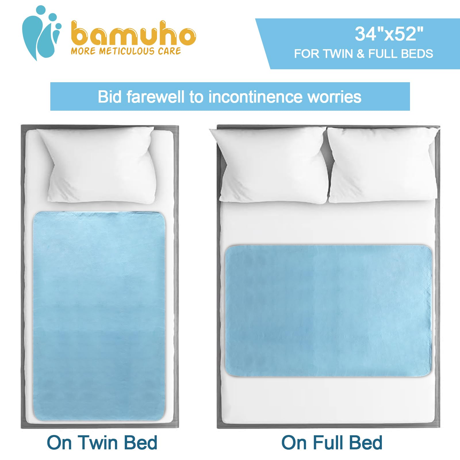 Bamuho machine-washable bed pad for easy reuse.