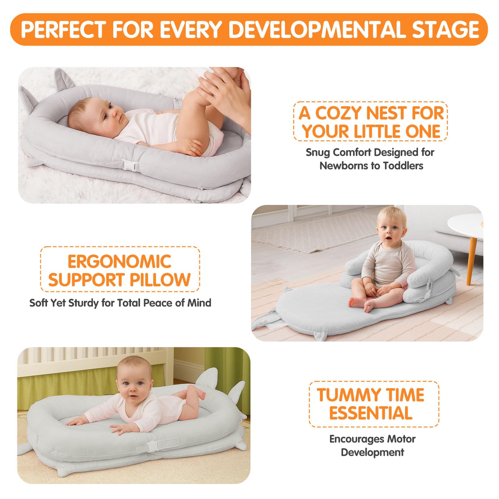 Banakshol Baby Lounger gray multi-function mode for lounging and seating