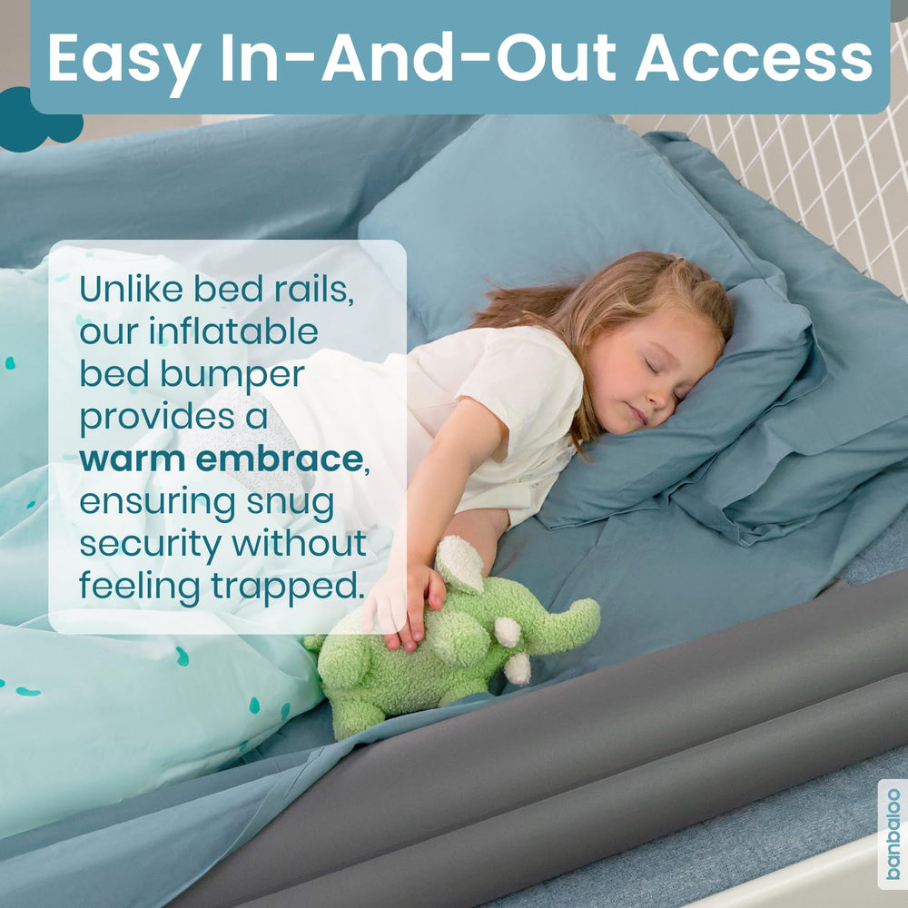 Banbaloo inflatable guardrail with 40 cm flat extension for stable fit.