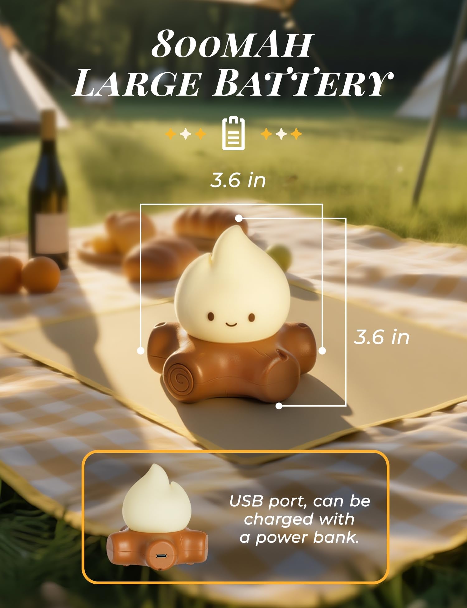BANDIANCY campfire night light with touch dimming for adjustable brightness