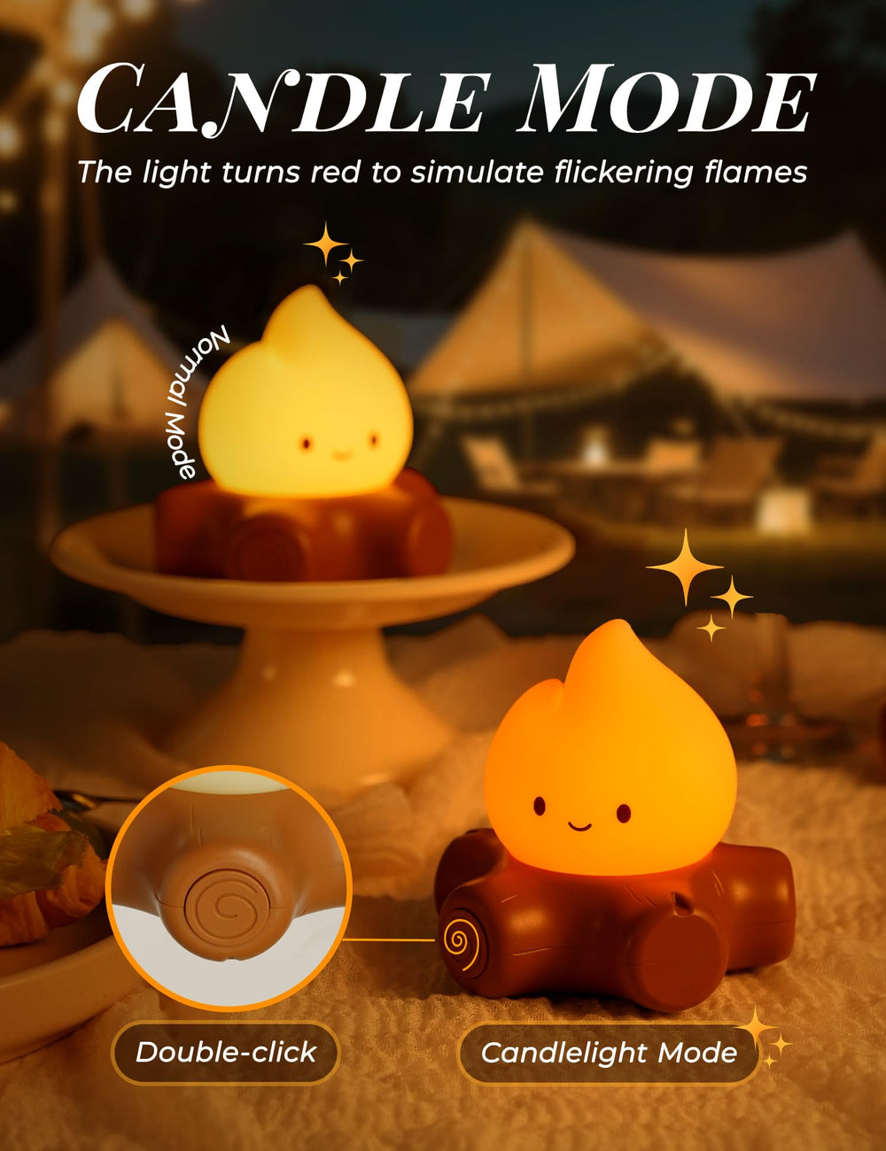 BANDIANCY campfire night light steady LED flame for gentle ambiance