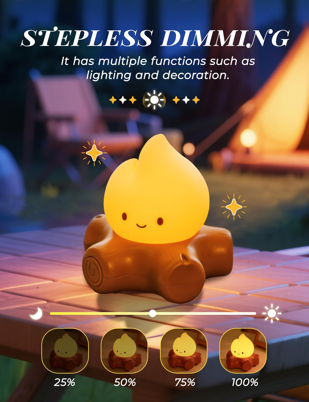 BANDIANCY campfire night light silicone flame glows softly for calm evenings