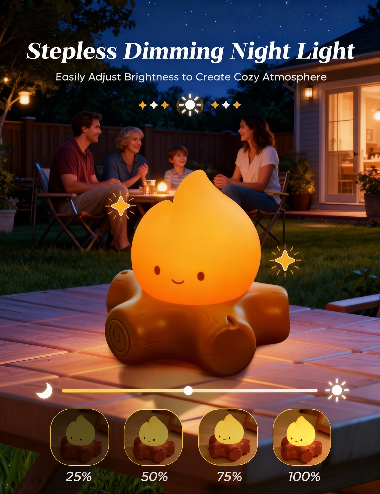 BANDIANCY Campfire Night Light USB rechargeable for travel.