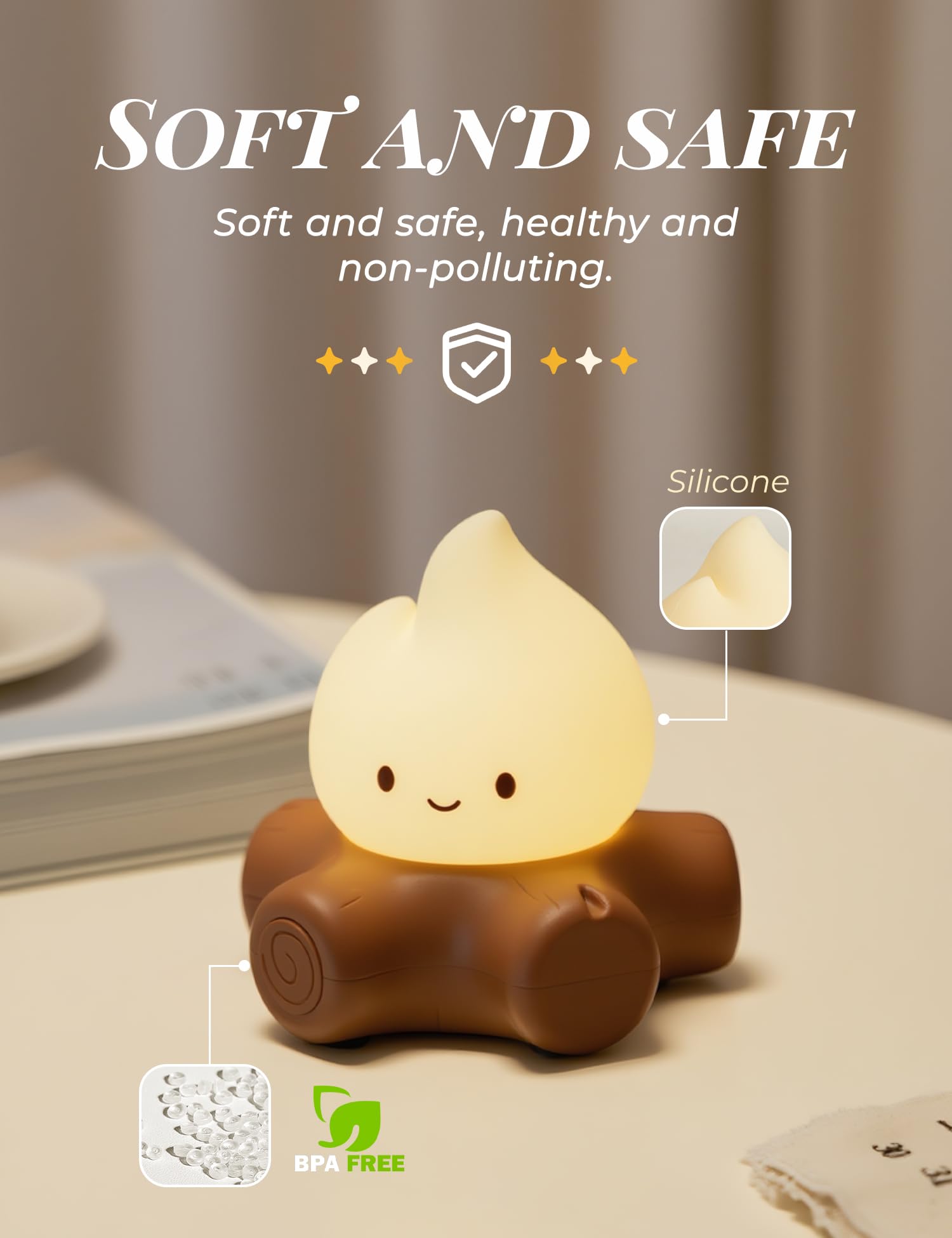 BANDIANCY campfire night light USB rechargeable battery for easy power