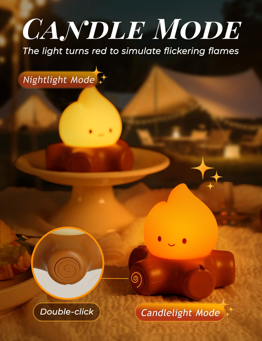 BANDIANCY Campfire Night Light offering white noise options for sleep.