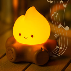 BANDIANCY Chibi Campfire Lamp on bedside table, cozy bedtime glow.